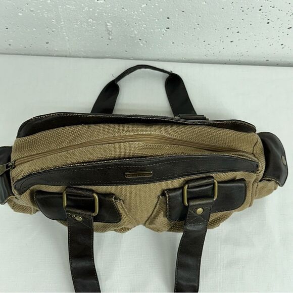 Burton Canvas and Vegan Leather Satchel Shoulder Bag Purse - Picture 4 of 15